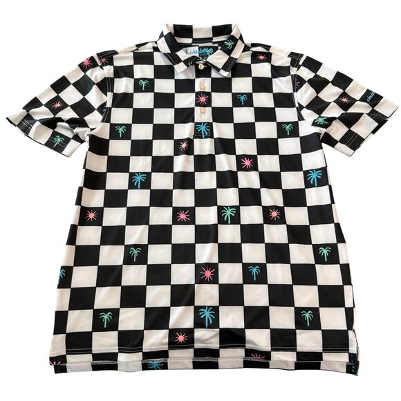 NWOT Chubbies Check Me Out Printed Short Sleeve Performance Polo Shirt Sz Small - Picture 2 of 6